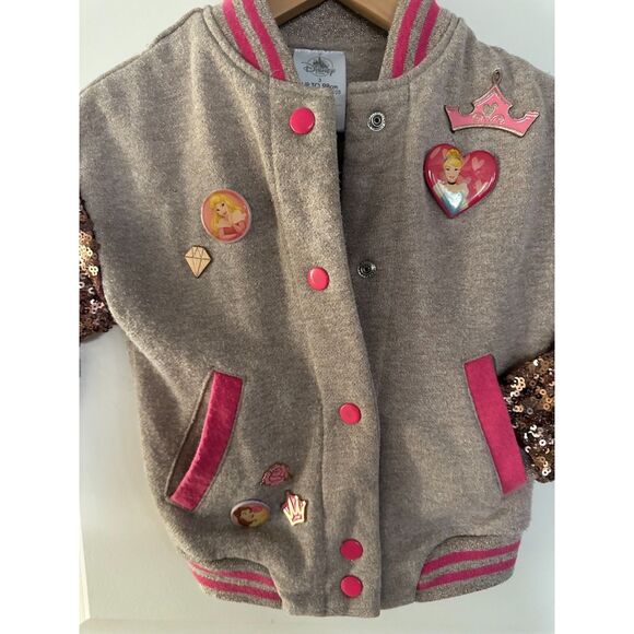Disney Princess Sequence Tan/Pink Varsity Style Jacket Size 3 - Picture 11 of 11